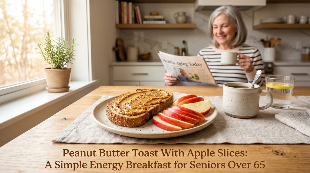 Peanut butter toast with apple slices breakfast for seniors over 65
